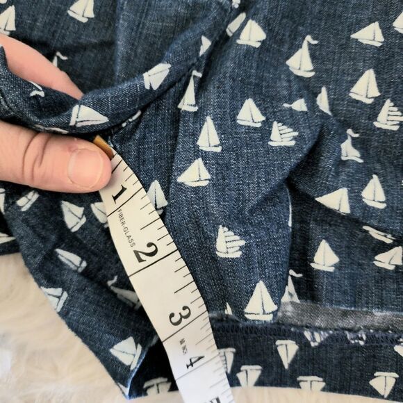 J Crew black label shorts women's size 00 sailboat pattern blue - Picture 5 of 6